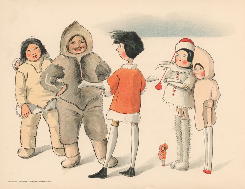 Ilustración para Las aventuras polares de Golliwogg de Florence K. Upton