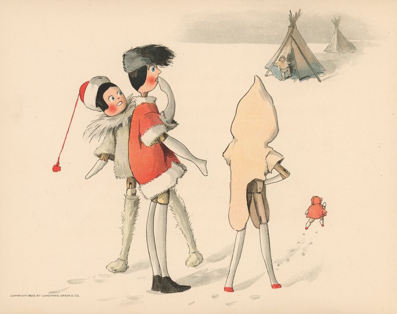 Ilustración para Las aventuras polares de Golliwogg de Florence K. Upton