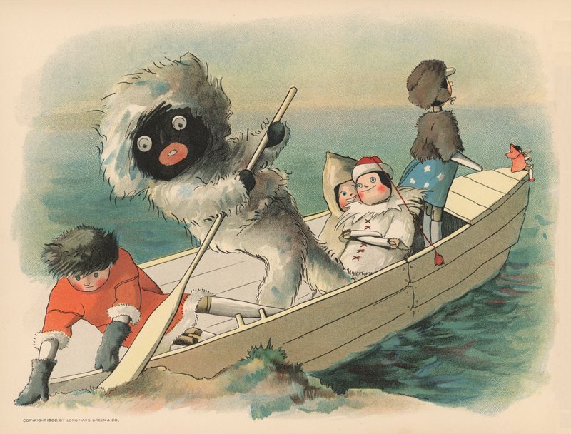 Ilustración para Las aventuras polares de Golliwogg de Florence K. Upton