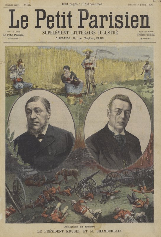 Británicos y bóers: Presidente Kruger de Transvaal y Joseph Chamberlain, Secretario de Estado para las Colonias de Gran Bretaña de Fortune Louis Meaulle