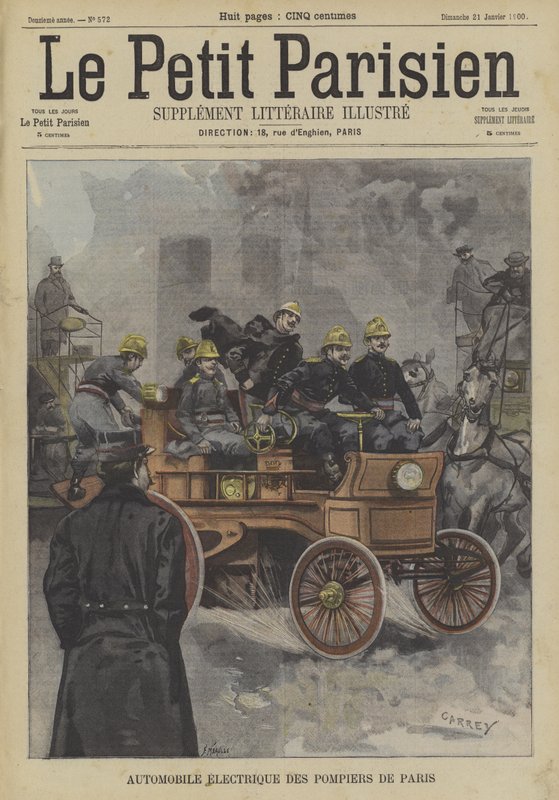 Camión de bomberos eléctrico de la Brigada de Bomberos de París de Fortune Louis Meaulle