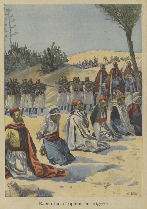 Tropas coloniales francesas ejecutando espías en Argelia de Fortune Louis Meaulle