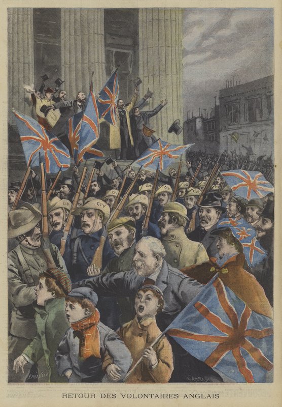 Soldados de los Voluntarios Imperiales de la Ciudad de Londres marchando por Londres a su regreso de la Guerra de los Bóers de Fortune Louis Meaulle