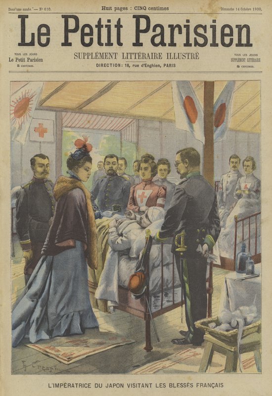 La Rebelión de los Bóxers: la Emperatriz de Japón visitando a los heridos franceses de Fortune Louis Meaulle