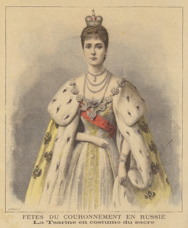 La Zarina Alexandra de Rusia en sus ropas de coronación de Fortune Louis Meaulle