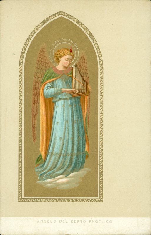 Ángel tocando un instrumento musical (cromolito) de Fra (after) Angelico