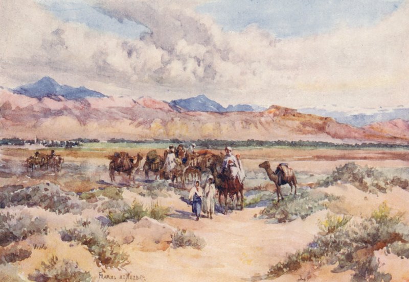 Una caravana en el Sáhara (litografía en color) de Frances Nesbitt