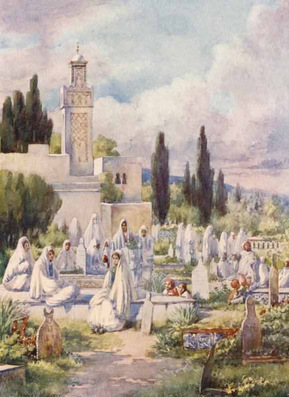 Viernes en el cementerio, Argel (litografía en color) de Frances Nesbitt