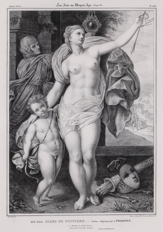 Pintura alegórica de Diana de Poitiers, amante del Rey Enrique II de Francia de Francesco Primaticcio