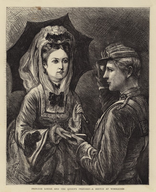 La princesa Louise y el premiado de la reina, un boceto en Wimbledon de Francis S. Walker