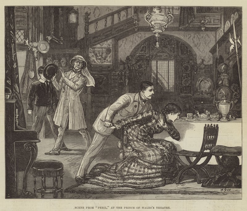 Escena de The Peril, en el Teatro del Príncipe de Gales de Francis S. Walker