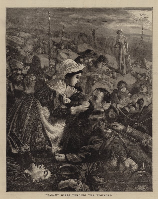 Campesinas atendiendo a los heridos de Francis Wilfred Lawson