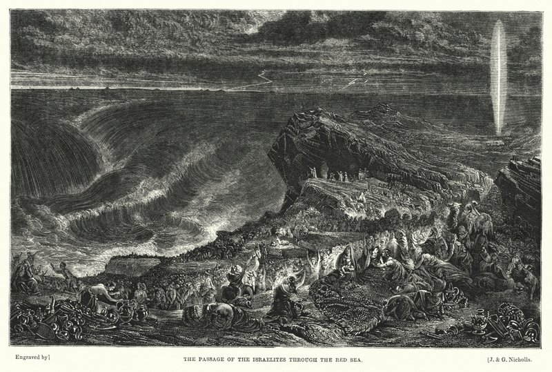 El paso de los israelitas por el Mar Rojo (grabado) de Francis (after) Danby