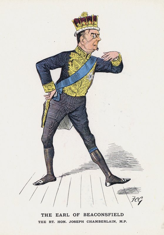 El Conde de Beaconsfield, Rt Hon Joseph Chamberlain (litografía en color) de Francis Carruthers Gould