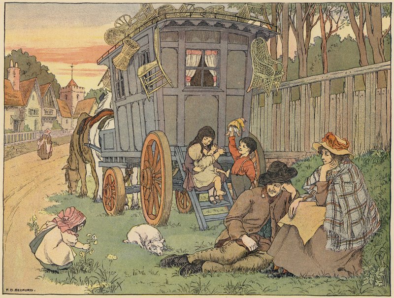Libro de tiendas de Bedford: Basket-makers (litografía en color) de Francis Donkin Bedford