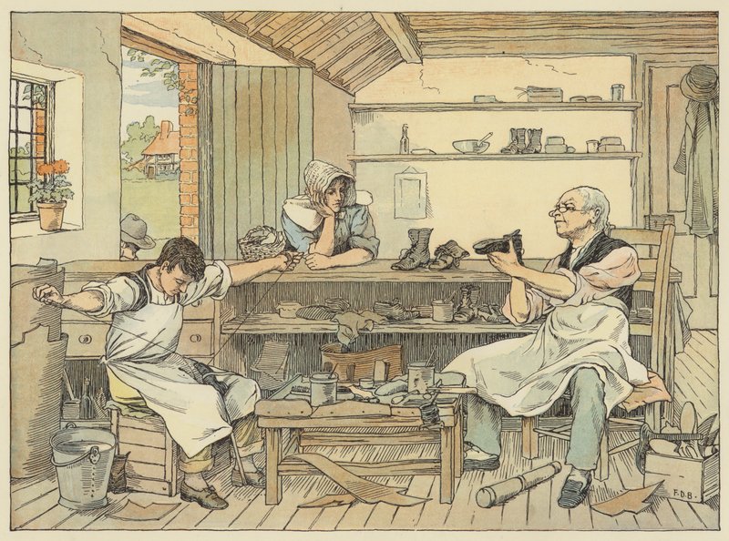 Zapatero (litografía en color) de Francis Donkin Bedford