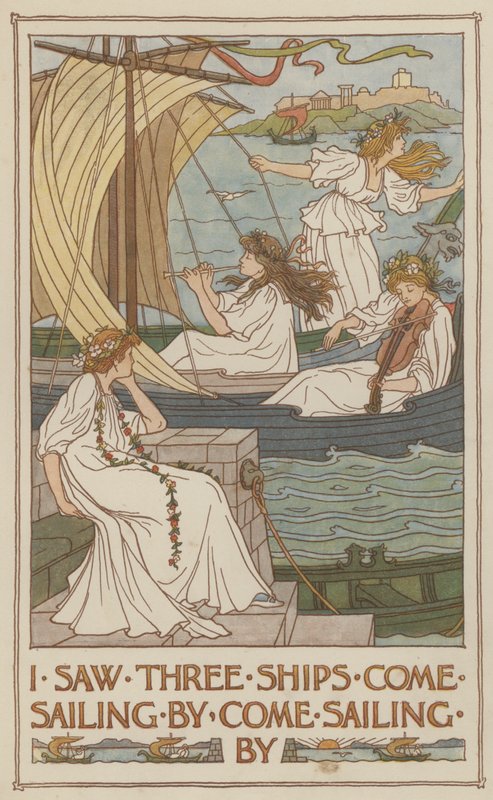 I saw three ships come sailing by, come sailing by (litografía en color) de Francis Donkin Bedford