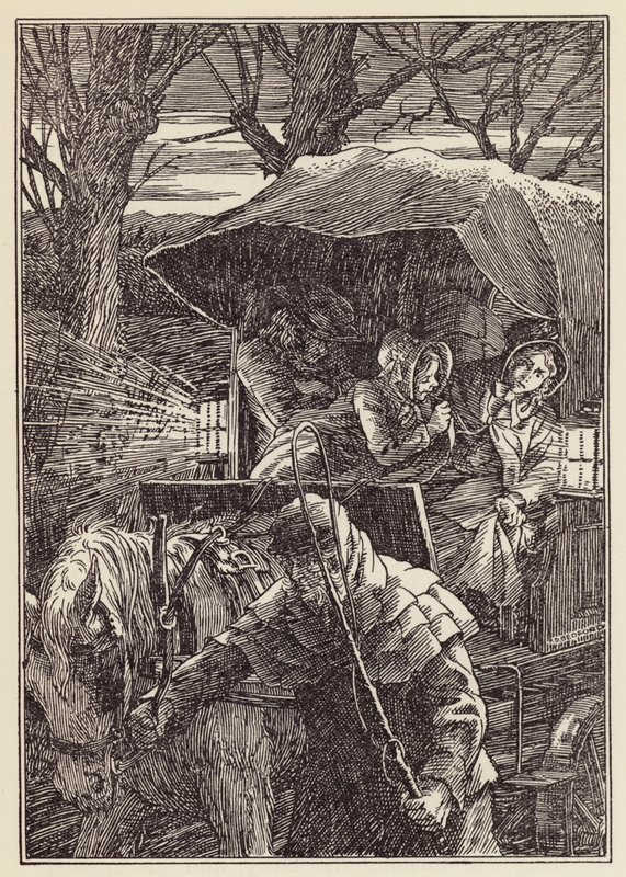 Ilustración de El grillo en la chimenea de Charles Dickens (litografía en color) de Francis Donkin Bedford