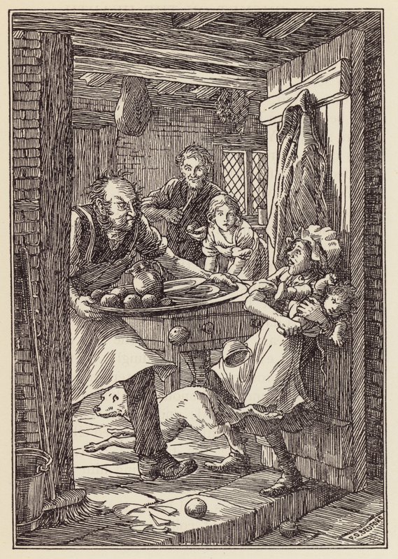 Ilustración de El grillo en la chimenea de Charles Dickens (litografía en color) de Francis Donkin Bedford