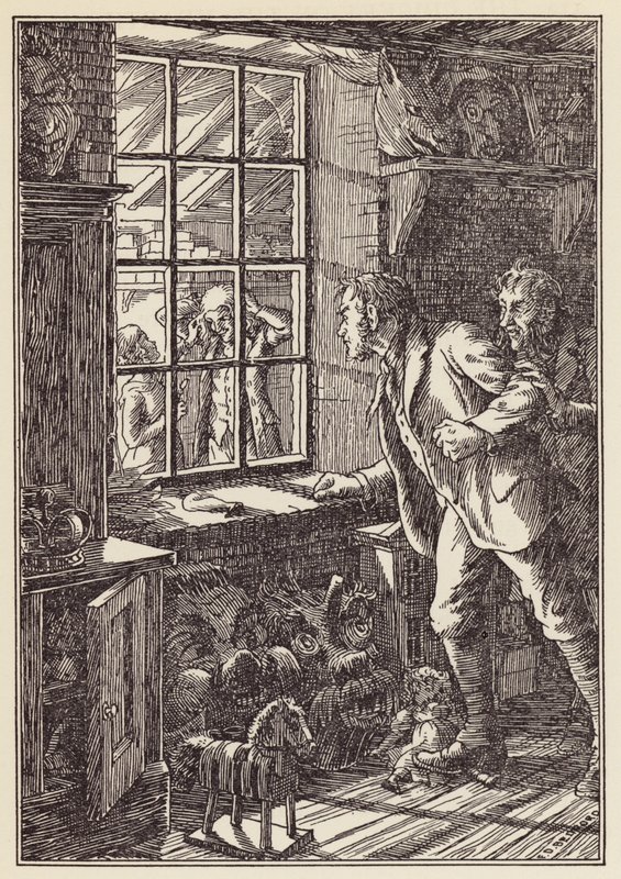 Ilustración de El grillo en la chimenea de Charles Dickens (litografía en color) de Francis Donkin Bedford