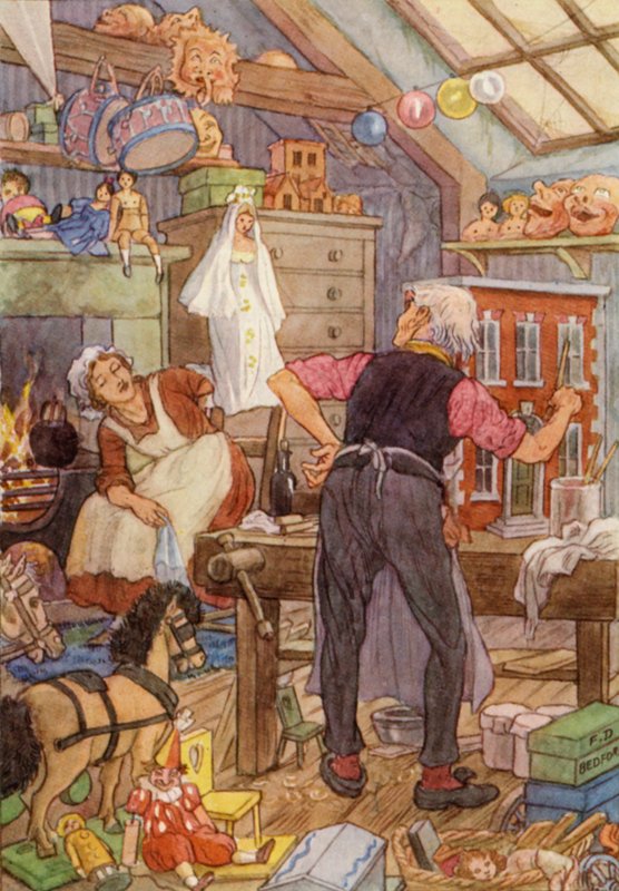 Ilustración de El grillo en la chimenea de Charles Dickens (litografía en color) de Francis Donkin Bedford