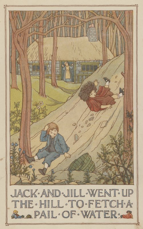 Jack y Jill subieron a la colina a por un cubo de agua (litografía en color) de Francis Donkin Bedford