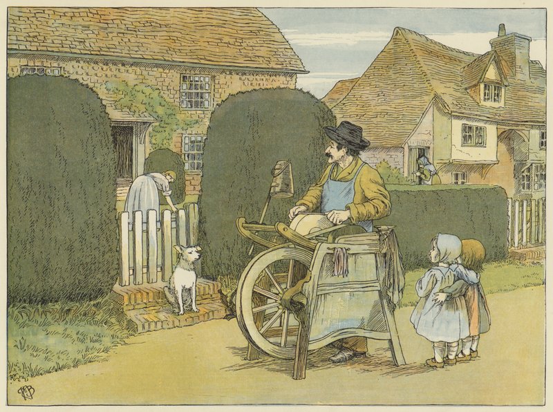 Amoladora de cuchillos (litografía en color) de Francis Donkin Bedford