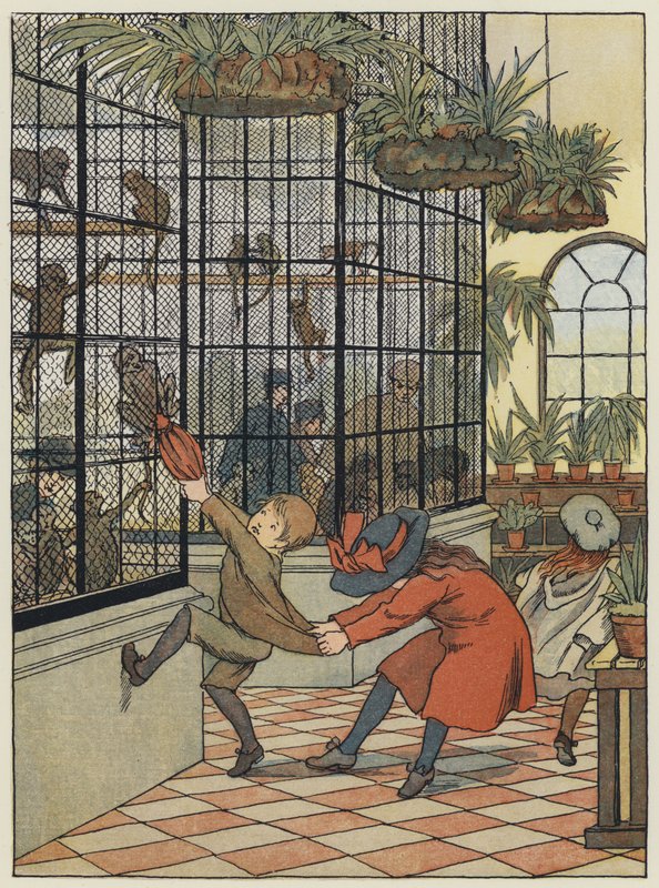 Londres: The Monkey House (litografía en color) de Francis Donkin Bedford