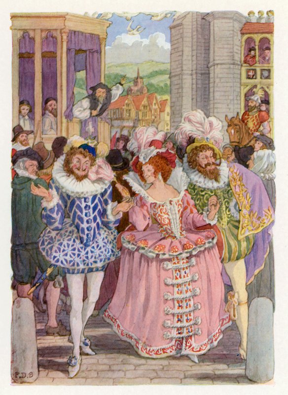 Merrie England: Paganos y puritanos (litografía en color) de Francis Donkin Bedford