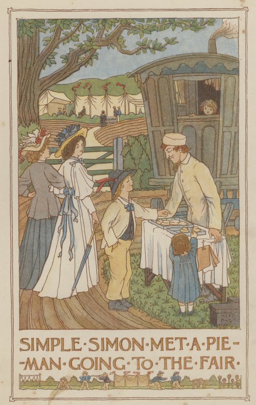 Simple Simon conoció a un pieman yendo a la feria (litografía en color) de Francis Donkin Bedford