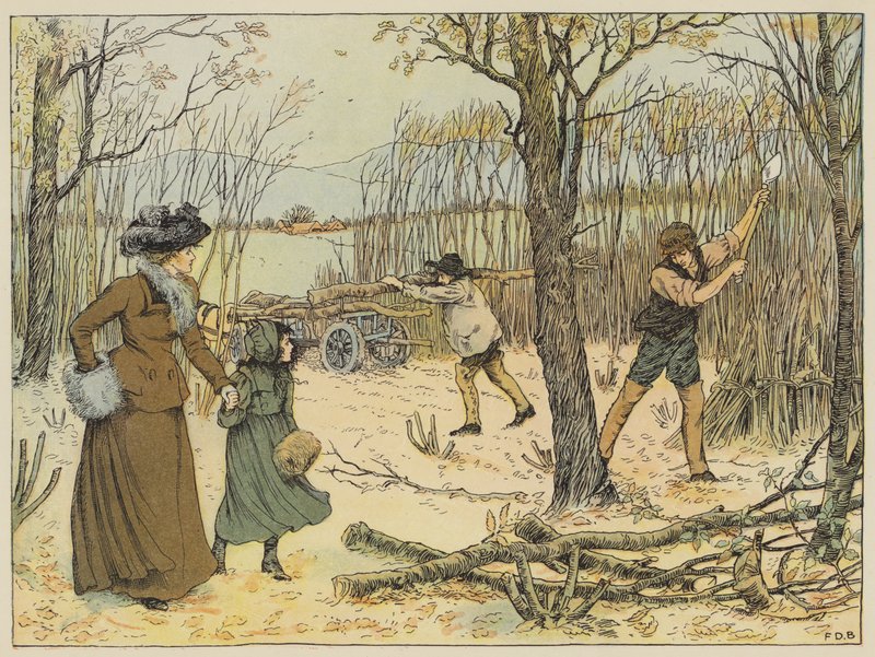 Leñador (litografía en color) de Francis Donkin Bedford