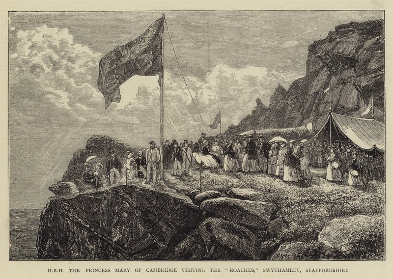 S.A.R. la Princesa María de Cambridge visitando los Roaches, Swythamley, Staffordshire de Francis S. Walker
