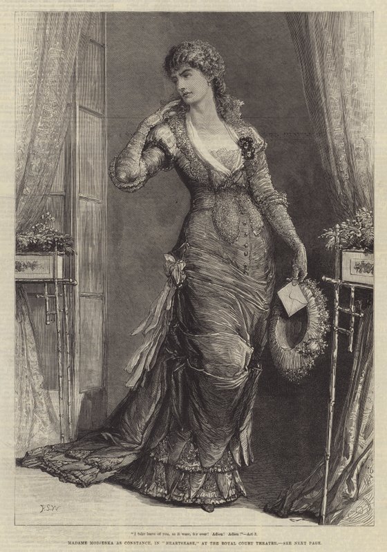 Madame Modjeska como Constance, en Heartsease, en el Royal Court Theatre de Francis S. Walker