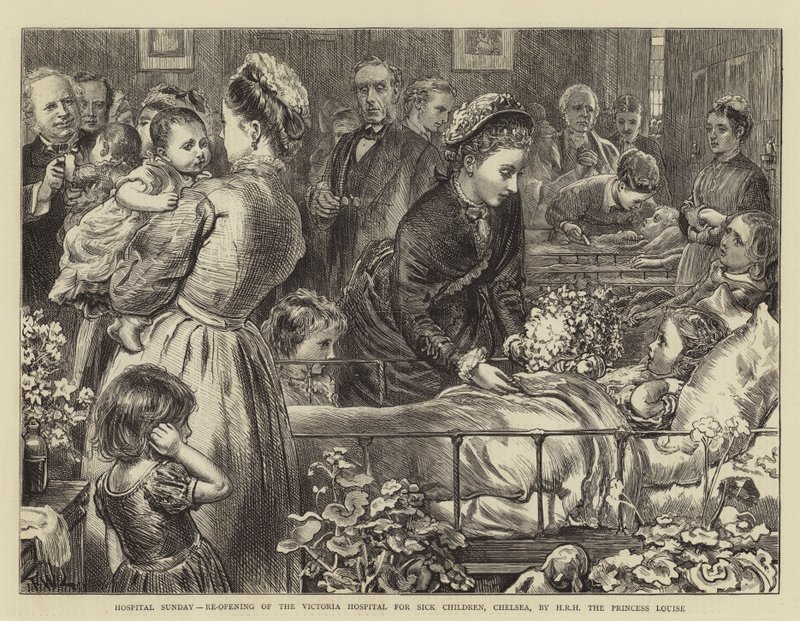 Domingo hospitalario, reapertura del Hospital Victoria para Niños Enfermos, Chelsea, por SAR la Princesa Luisa de Francis Wilfred Lawson