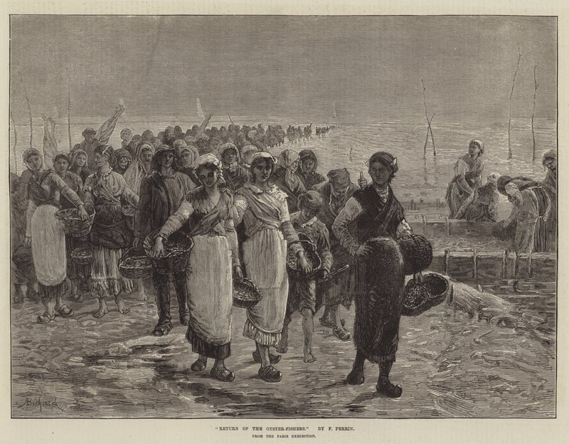 Regreso de los pescadores de ostras, de la Exposición de París de Francois Feyen Perrin