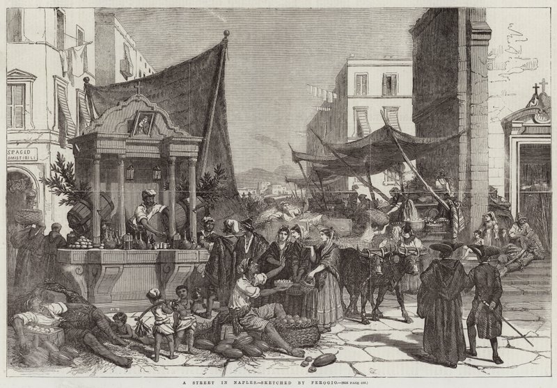 Una calle en Nápoles de Francois Fortune Antoine Ferogio