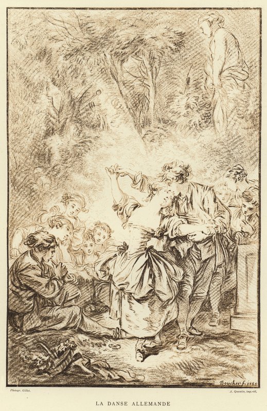 La danza alemana (grabado) de Francois (after) Boucher