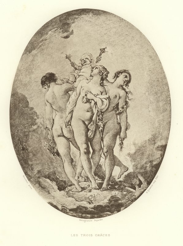 Las tres gracias (grabado) de Francois (after) Boucher