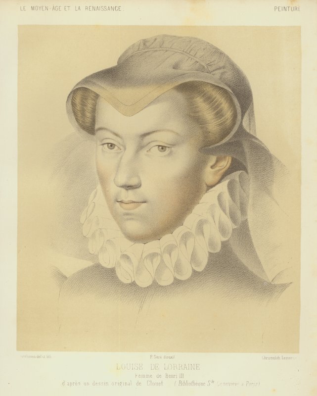 Luisa de Lorena, esposa del rey Enrique III de Francia (chromolitho) de Francois (after) Clouet