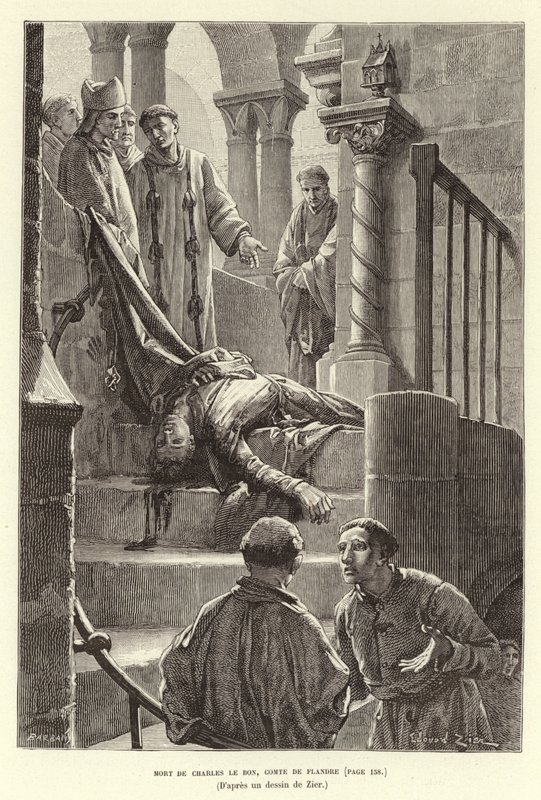 Muerte de Carlos el Bueno, Conde de Flandes, Brujas de Francois Edouard (after) Zier