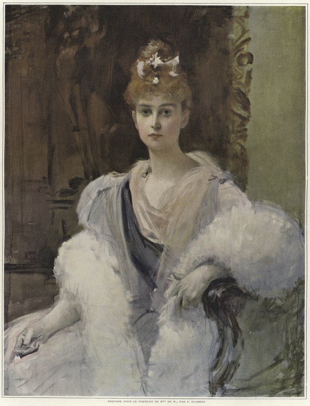 Boceto para un retrato de Mme de M de Francois Flameng