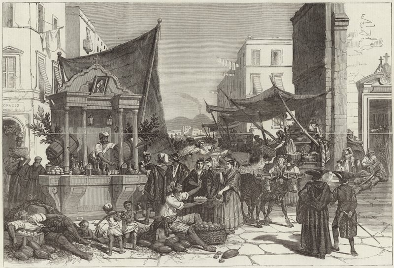 Una calle en Nápoles (grabado) de Francois Fortune Antoine (after) Ferogio