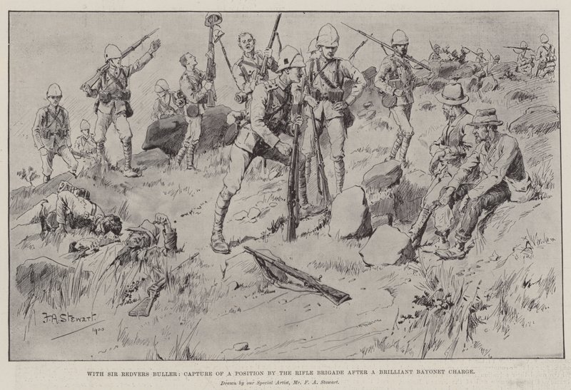 Con Sir Redvers Buller, Captura de una Posición por la Brigada de Fusileros después de una Brillante Carga de Bayoneta de Frank Algenon Stewart