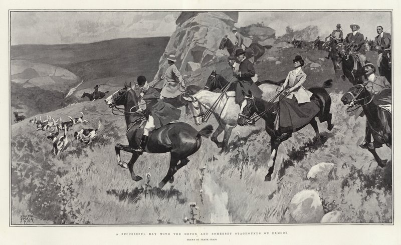 Un día exitoso con los sabuesos de ciervos de Devon y Somerset en Exmoor de Frank Craig