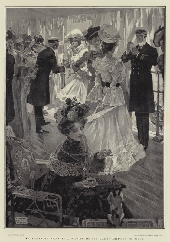 Un baile de tarde en un acorazado, los invitados llegando a bordo de Frank Craig