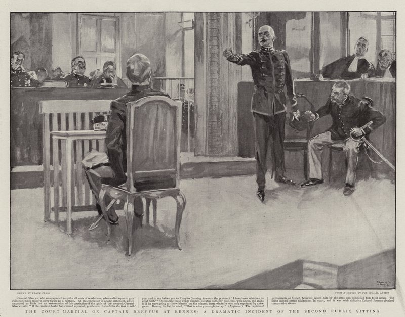 El consejo de guerra al Capitán Dreyfus en Rennes, un incidente dramático de la segunda sesión pública de Frank Craig
