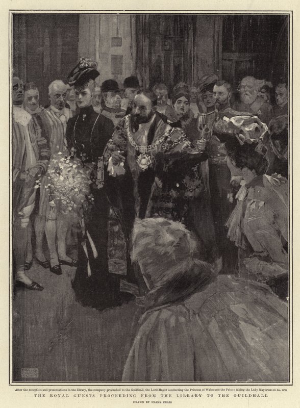 Los Huéspedes Reales procediendo de la Biblioteca al Guildhall de Frank Craig