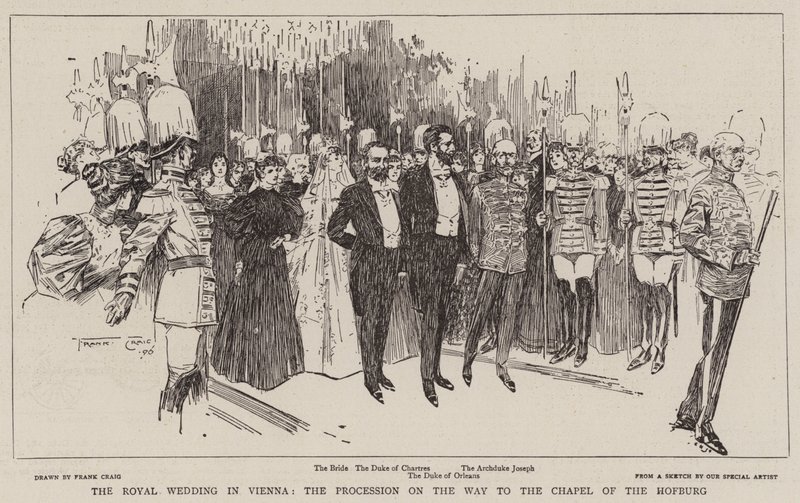 La boda real en Viena, la procesión en camino a la capilla de Hofburg de Frank Craig
