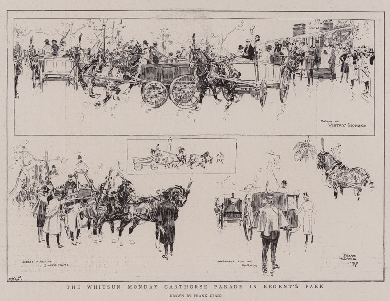 El desfile de caballos de tiro del lunes de Pentecostés en Regent