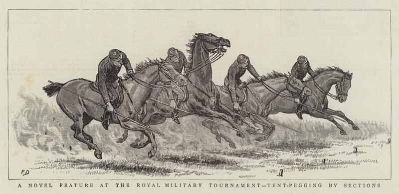 Una característica novedosa en el Torneo Militar Real, Tent-Pegging por secciones de Frank Dadd